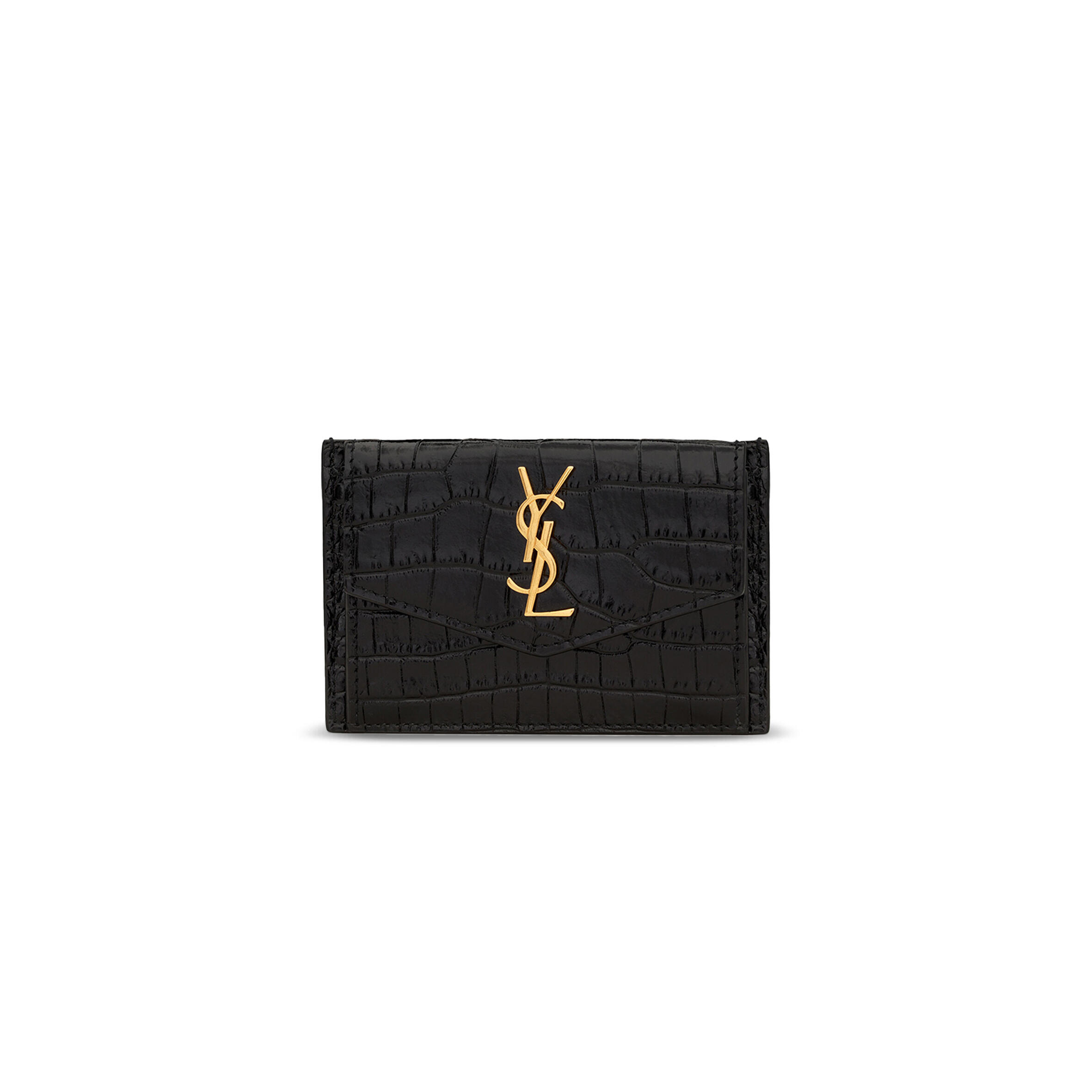 Y51 UPTOWN FLAP CARD CASE IN CROCODILE-EMBOSSED SHINY LEATHER 582305DND1J1000 (10.5*7*1.5cm)